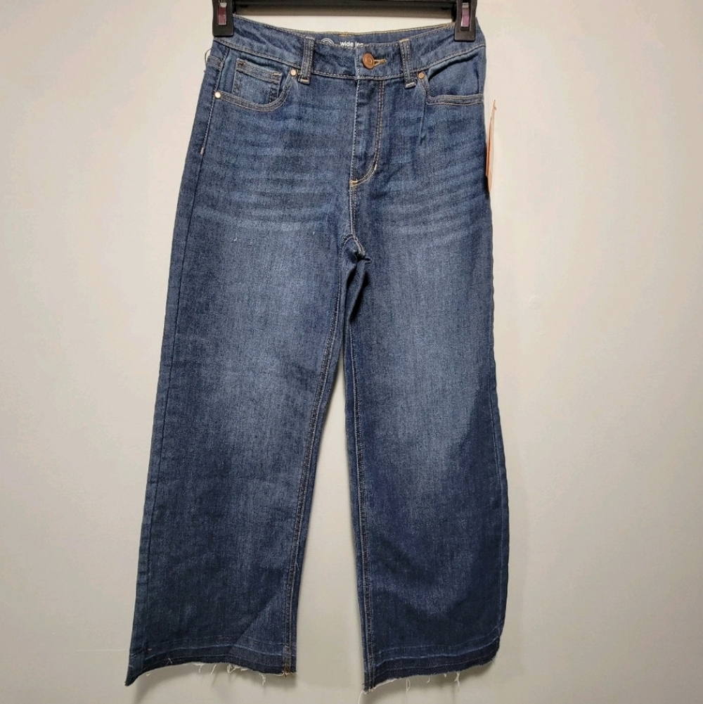 Wonder Nation Girls Wide Leg Jeans Sizes 8 High Rise Blue Denim